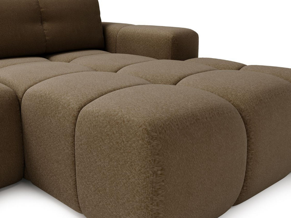 ECKSOFA Montero Bouclé-Stoff Braun Rechts - Braun, Holz/Textil (280/177cm) - Graingold