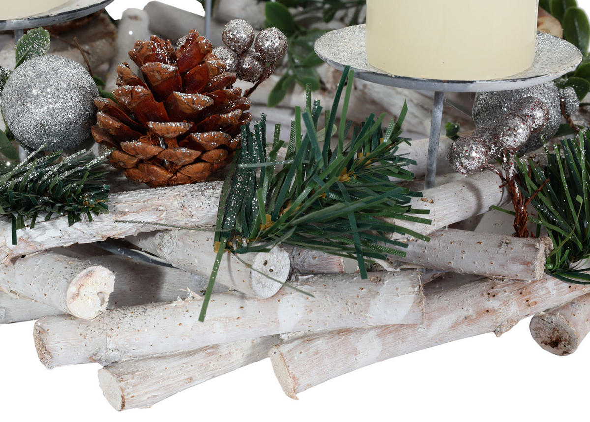 ADVENTSKRANZ MIT KERZEN Weiß - Weiß, Holz (20cm) - MCW