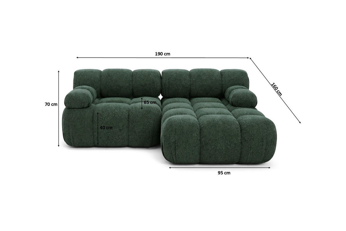 CHAISELONGUE Modular, Veloursstoff Salvador, Dunkelbraun, Rechts, Selia - Dunkelgrün/Dunkelbraun, Holz (190/160cm) - Kaiser Möbel