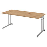 SCHREIBTISCH Serie-Z 80/180/74 cm in Wildeiche/Silberfarben - Wildeiche/Silberfarben, Holzwerkstoff (80/180/74cm) - bümö