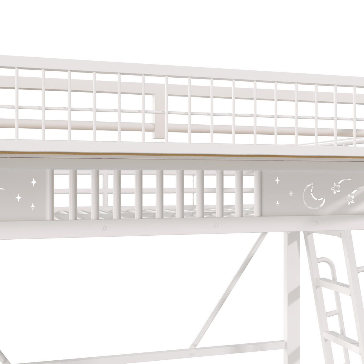 HOCHBETT 90/200 cm mit Staufächern und offener Ebene, DE-42030, in Weiß - Weiß, Metall (90/200cm) - ComfortXL
