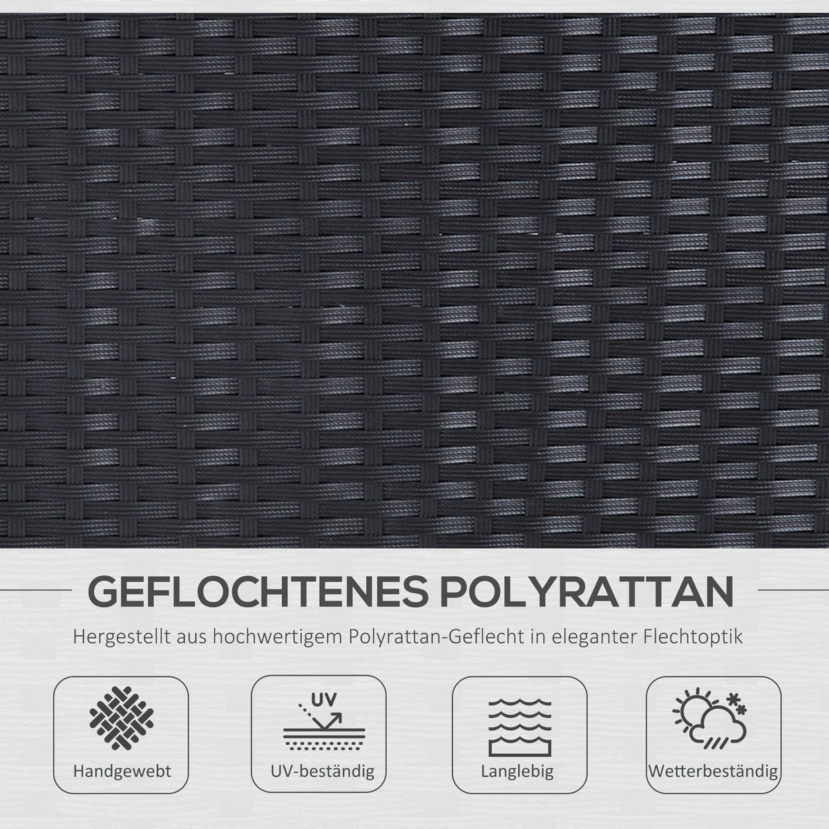 GARTENMÖBEL-SET 6 tlg. Sitzgruppe, Schwarz - Schwarz, Kunststoff - Outsunny