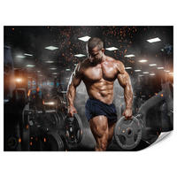 FOTOTAPETE Muskulöser Mann Gym Fitnessstudio Sport 150x105 - Beige/Schwarz, Papier (150/105cm) - Muralo