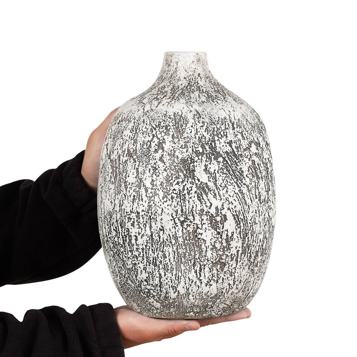 BLUMENVASE Terrakotta grau Vigo - Grau, Stein (36cm) - Beliani