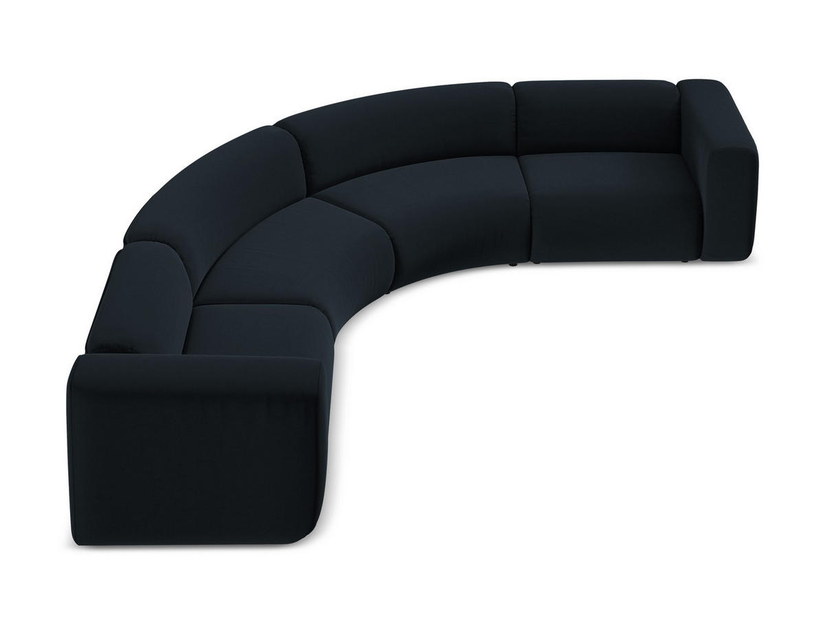 ECKSOFA Samt Stoff Blau - Blau/Schwarz, Kunststoff/Textil (318/318cm) - Makamii
