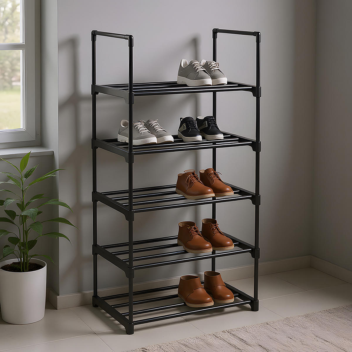 BOTNÍK - černá, kov/plast (45/89/30cm) - Relaxdays