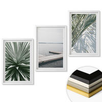 WANDBILDER 3er-Set - 40x60 cm Weißer Rahmen - Palmenblätter-Holzbrücke - Weiß, Kunststoff (40/60cm) - ArtPrintCave