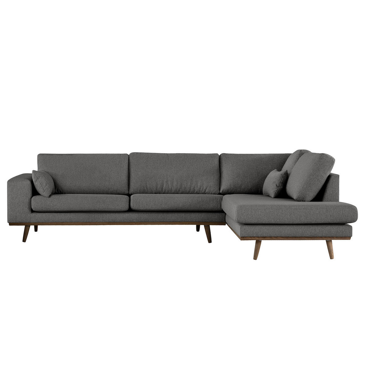 ECKSOFA mit Ottomane - Eichefarben/Dunkelgrau, Eichenholz/Textil (287/219cm) - home24