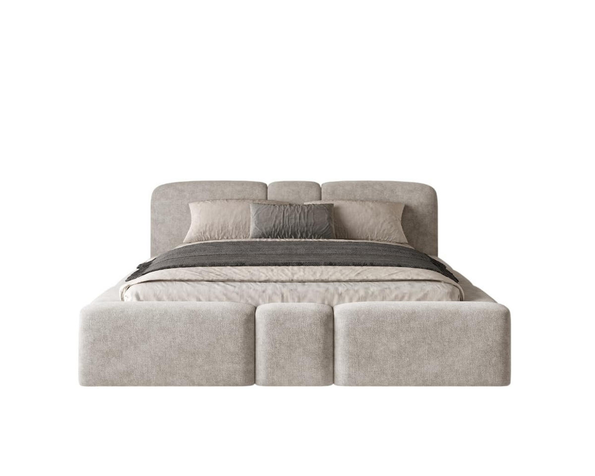 POLSTERBETT Monte160x200 cm- Bettkasten und Stauraum - Doppelbett mit Stabilem Metallrahmen - Grau - Grau, Holzwerkstoff (160/200cm) - Chilly