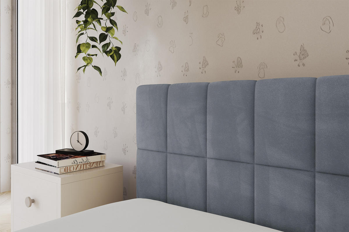EINZELLBETT Jugendbett mit Bettkasten und Matratze H3/H4, Rechts - TULY 90x200 Grau - Blaugrau, Holzwerkstoff/Textil (90/200cm) - ALTDECOR