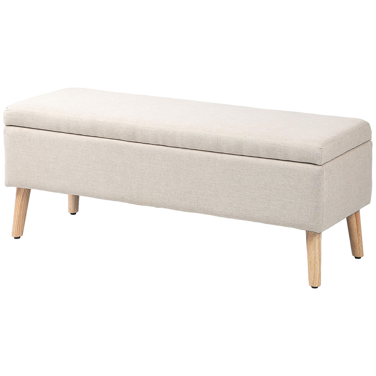 TRUHENBANK DE-07109 Leinenoptik, skandinavisches Design Beige - Beige, Holz/Textil (39/45/110cm) - ComfortXL