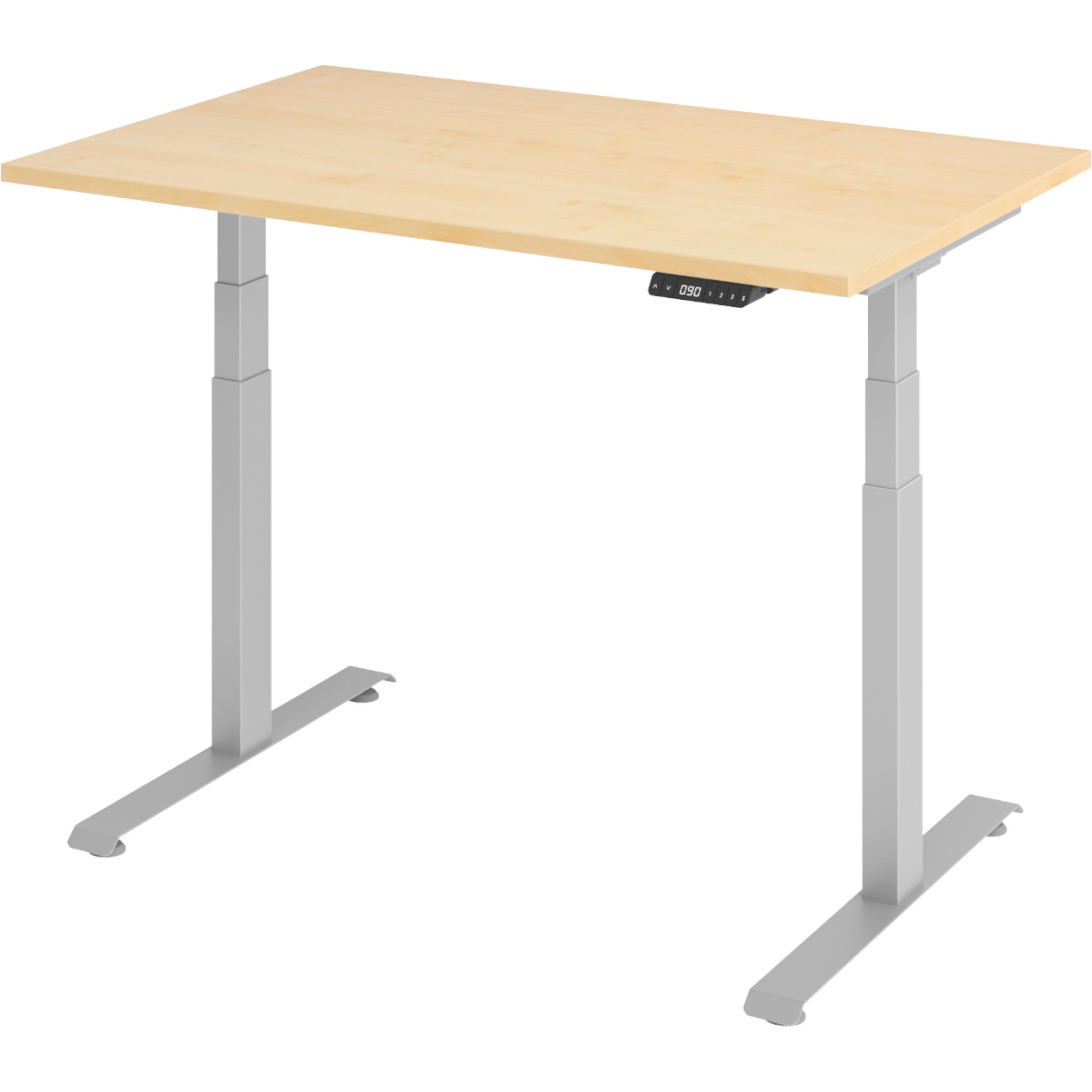 SCHREIBTISCH elektrisch 80/120/74 cm in Ahornfarben/Silberfarben - Silberfarben/Ahornfarben, Holzwerkstoff (80/120/74cm) - bümö