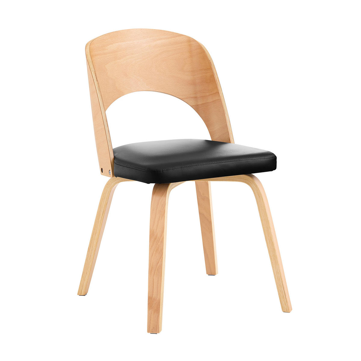 KÜCHENSTUHL Natur-Schwarz - Schwarz/Naturfarben, Holz (48/79/55cm) - SoBuy