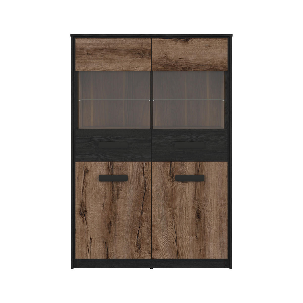 VITRÍNA Romane Dřevo a černá - černá, kompozitní dřevo (100/145/41cm) - Petits-meubles