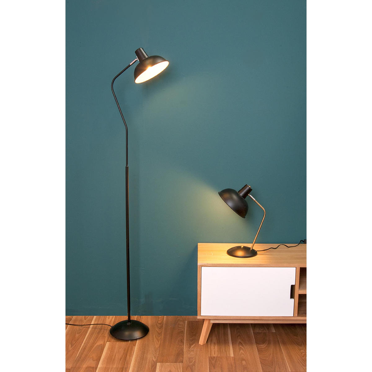 TISCHLAMPE Hood 26/20/38 cm - Schwarz, Metall (26/20/38cm) - Leitmotiv