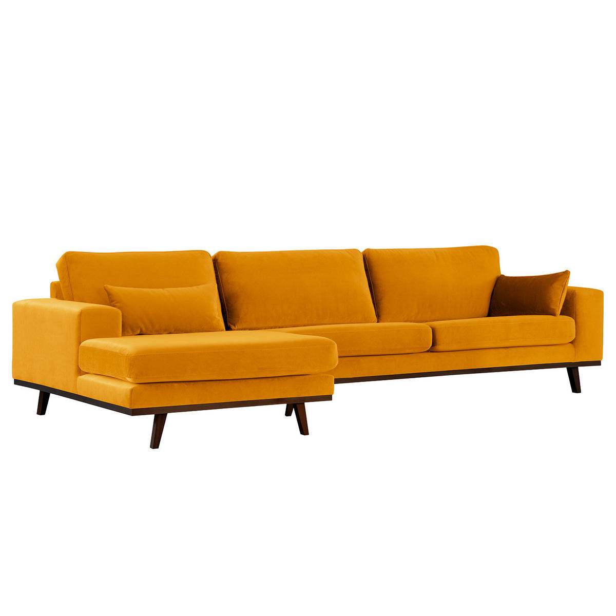 ECKSOFA mit Longchair - Gelb/Buchefarben, Buchenholz/Textil (281/153cm) - home24