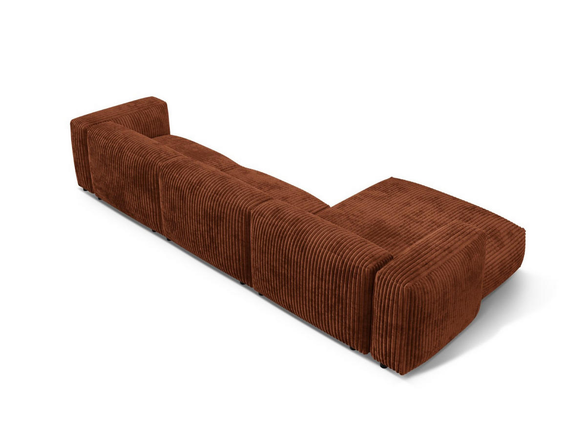 ECKSOFA modular links Martina aus Cord ziegelrot 3 Sitzplätze - Orange, Textil (176/332cm) - Micadoni