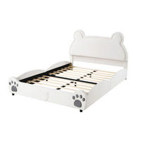 KINDERBETT 140x200 cm Bär Velours weiß - Weiß, Textil (140/200cm) - LEBENLANG