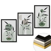 WANDBILDER 3er-Set - 40x60 cm Schwarzer Rahmen - Boho-Pflanzenkompositionen - Schwarz, Kunststoff (40/60cm) - ArtPrintCave