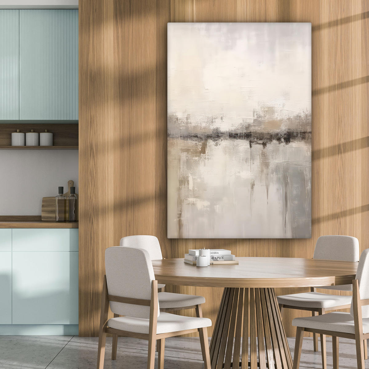 LEINWANDBILD Moderne Kunst - Abstrakt - Beige 90x140 cm - Beige, Textil (90/140cm) - MuchoWow