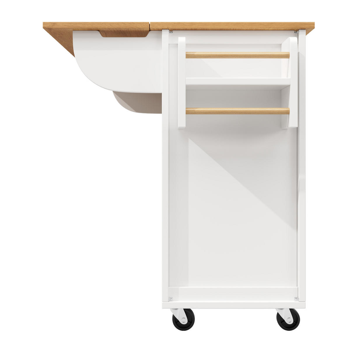 KÜCHENINSEL mit Klapptisch 137,9 x 73 x 92,5 cm Weiß MDF/Metall - Weiß, Metall (73/92.5/137.9cm) - Beauniv