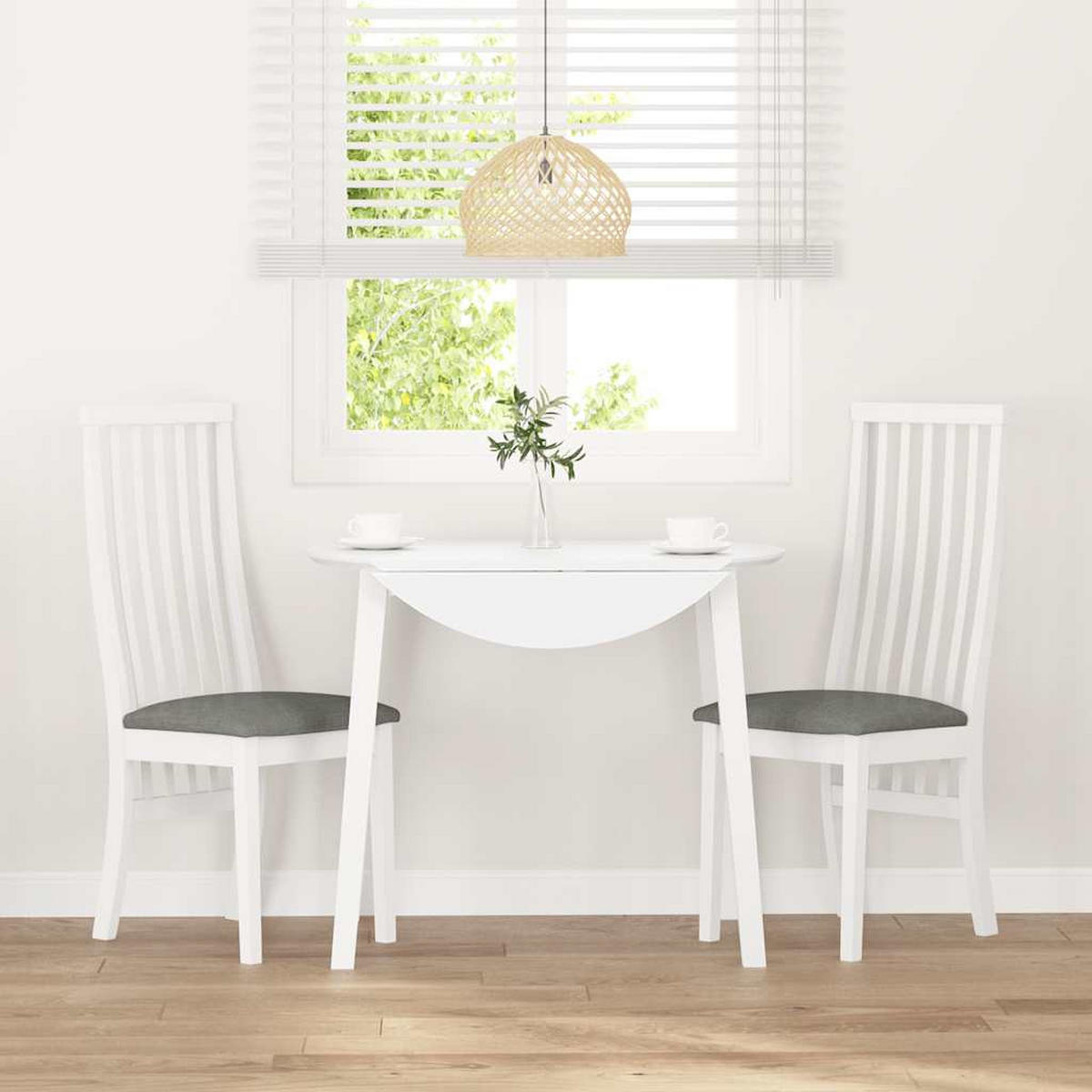 ESSZIMMERSTÜHLE mit Kissen 2 Stk. Weiß Massivholz Gummibaum 41*48.5*101cm - Weiß/Grau, Holz (41/101/48.5cm) - ZMH