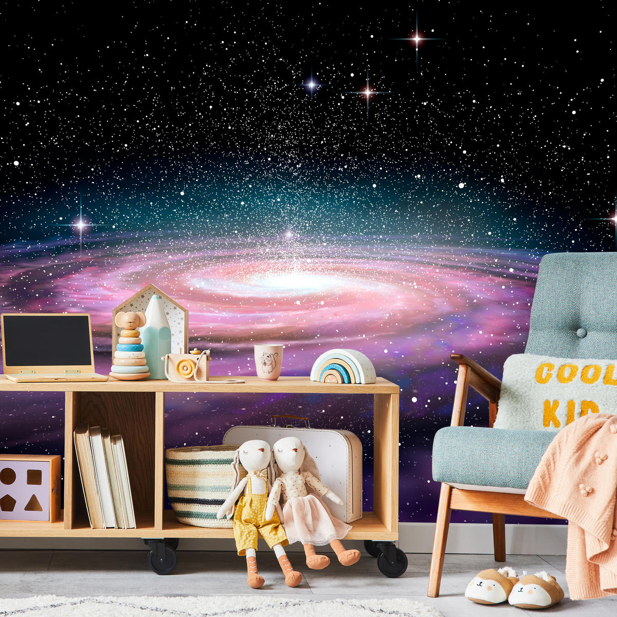 FOTOTAPETE für Jugendzimmer Spirale Sterne Galaxie Kosmos 400x280 - Violett/Schwarz, Papier (400/280cm) - Muralo