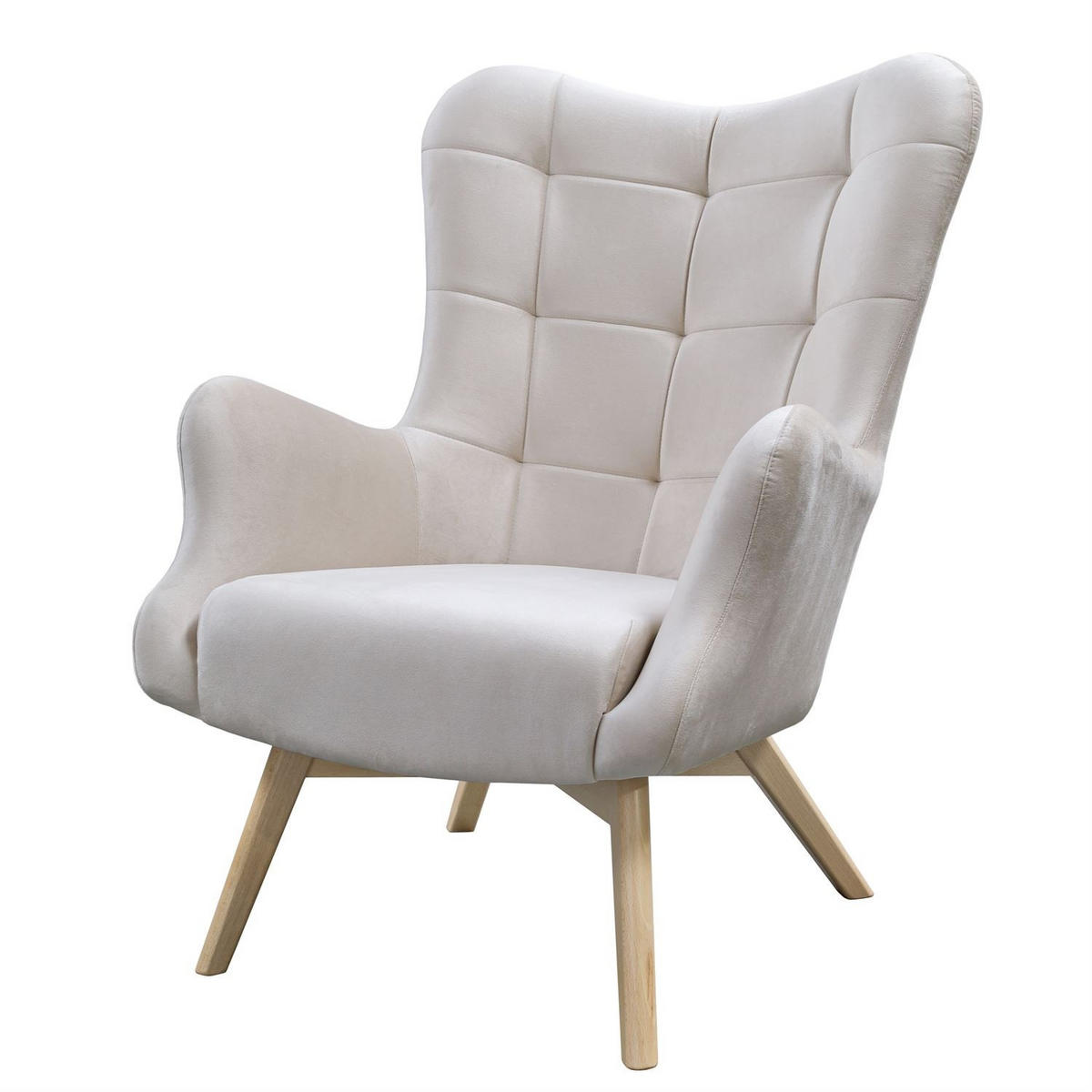 SESSEL SAND mit Buchenbeinen - Ecru/Buchefarben, Textil (80/105/86cm) - Lookway