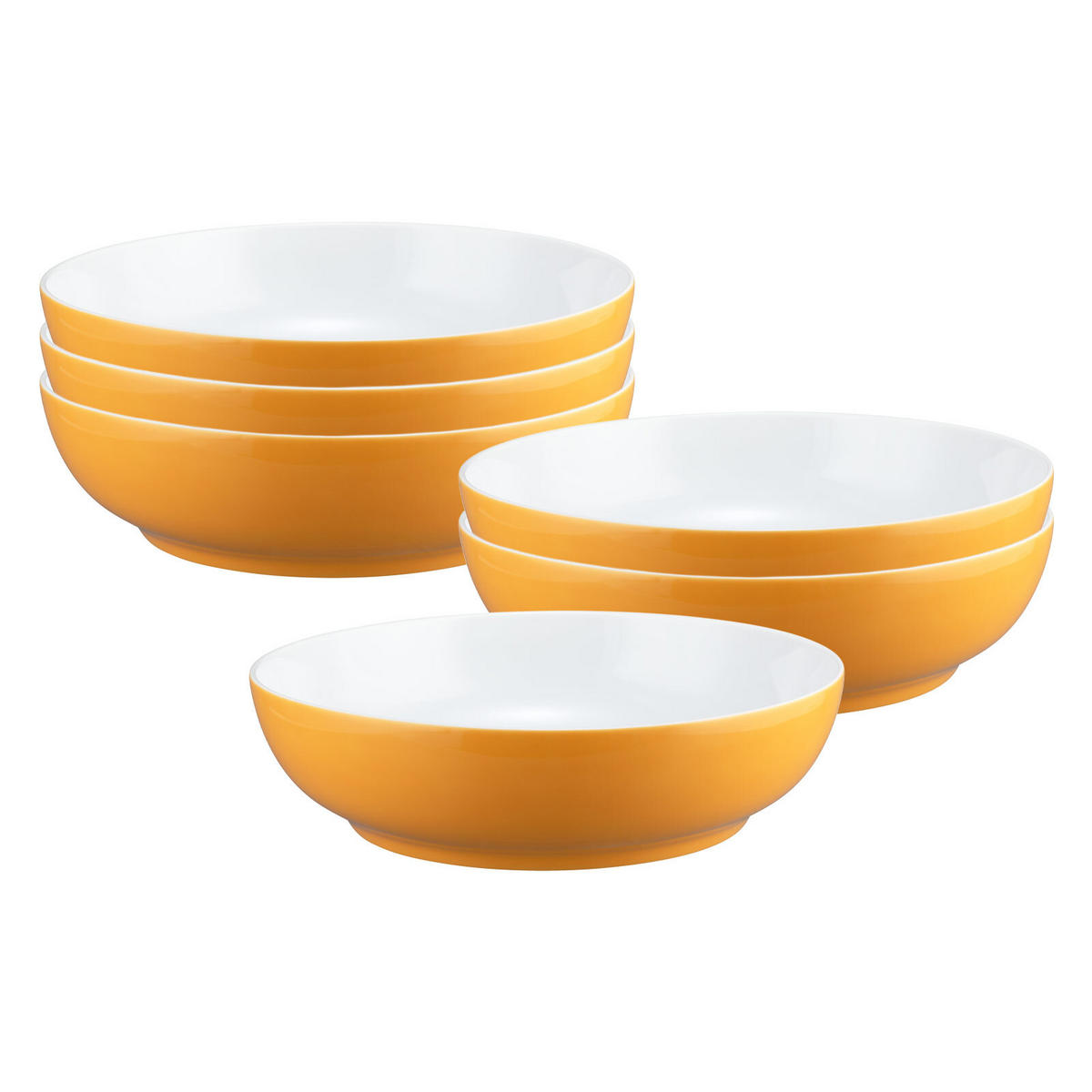 FOODBOWLS Liberty Pure Colors Mango Orange ø 25 cm 6er Set - Orange, Keramik (25.4cm) - Seltmann Weiden