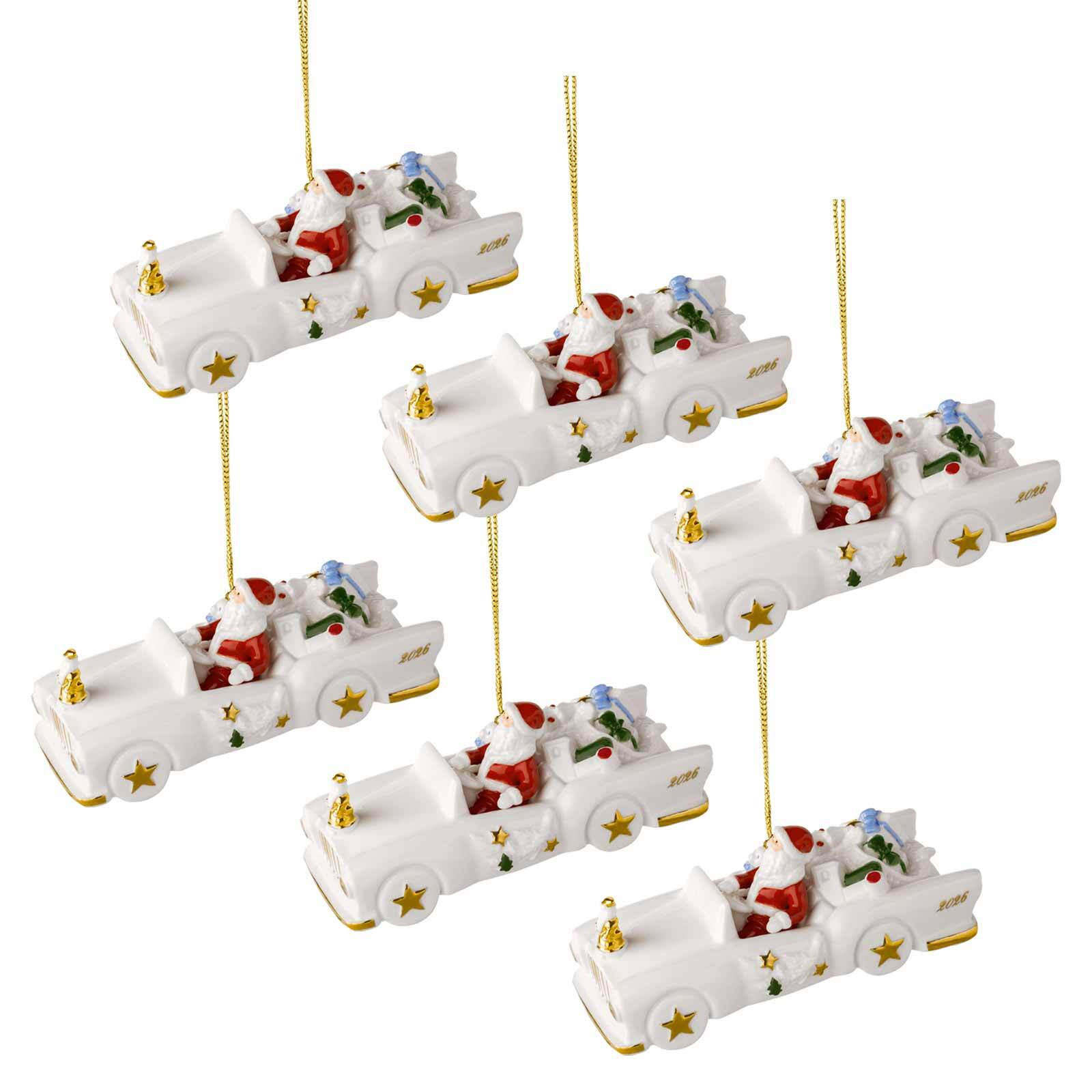 ORNAMENTE CADILLAC 2026 Christmas Classics weiß-gold 5,3 x 11,7 x 4,8 cm 6er Set - Goldfarben/Weiß, Keramik (11.7/4.8/5.3cm) - Villeroy & Boch