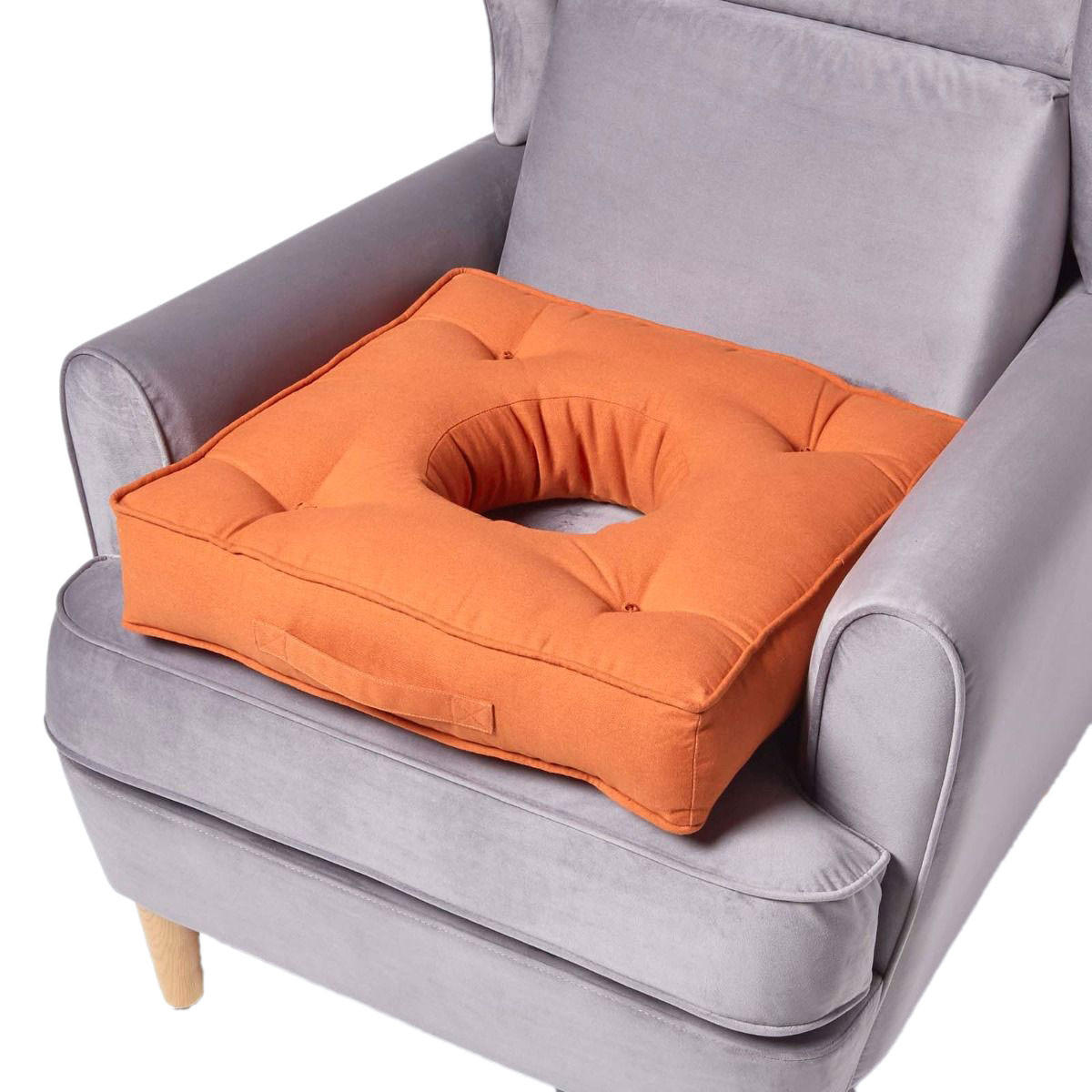 SITZKISSEN mit Aussparung terracotta 50/50/10 cm – Entlastungskissen, Baumwolle - Orange, Textil (50/50/10cm) - Homescapes