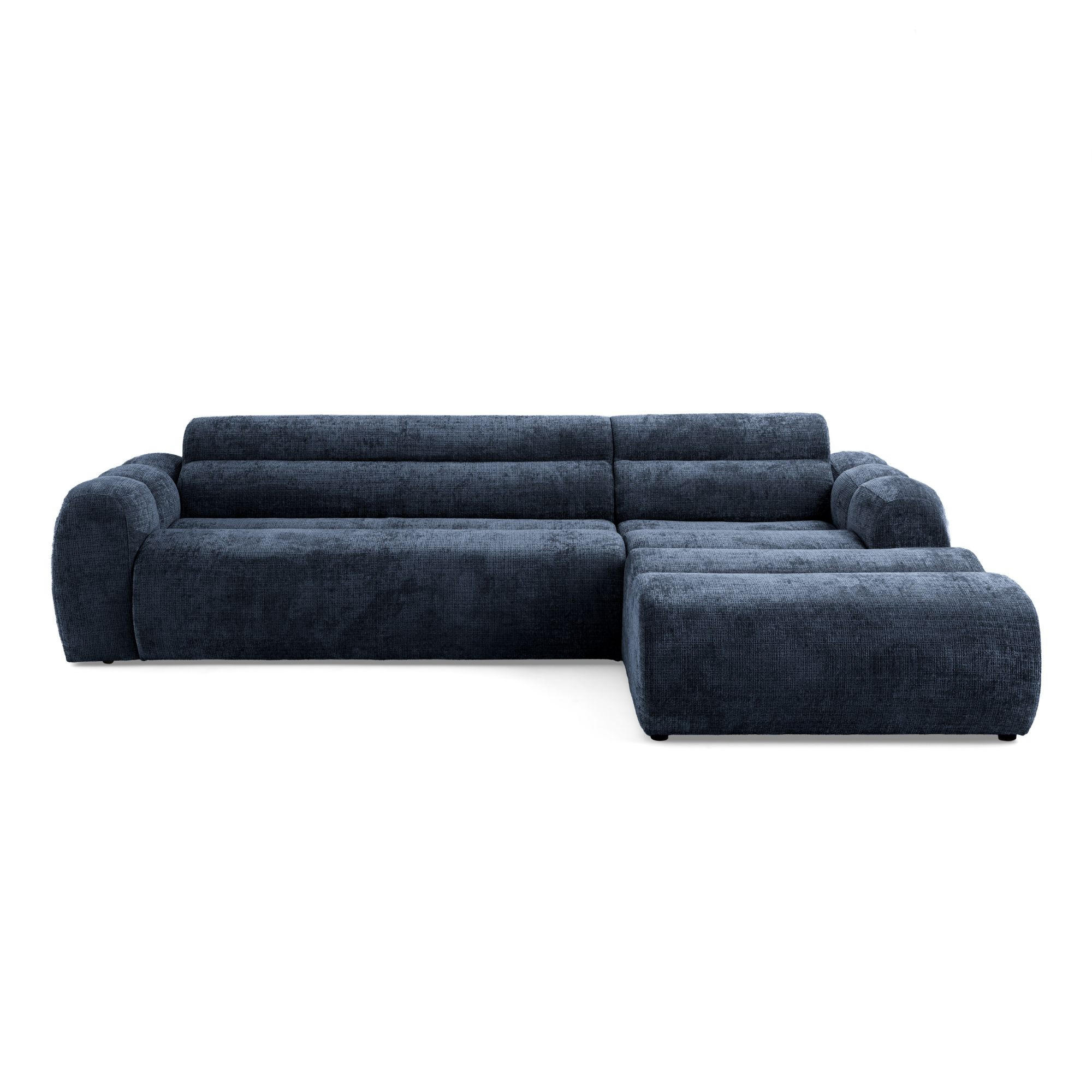 4-SITZER modulares Ecksofa VEER SET 1 Rechts, 298 x 175 cm, Chenille Webstoff Marine - Schwarz/Dunkelblau, Holz/Kunststoff (175/298cm) - Muffo
