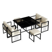 DINING-LOUNGESET für 6 Personen，schwarz - Schwarz, Metall - KOMHTOM