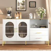SIDEBOARD 2 Schubladen 2 Glastüren weiß gold - Weiß, Holz (140/90/38cm) - Fortuna Lai