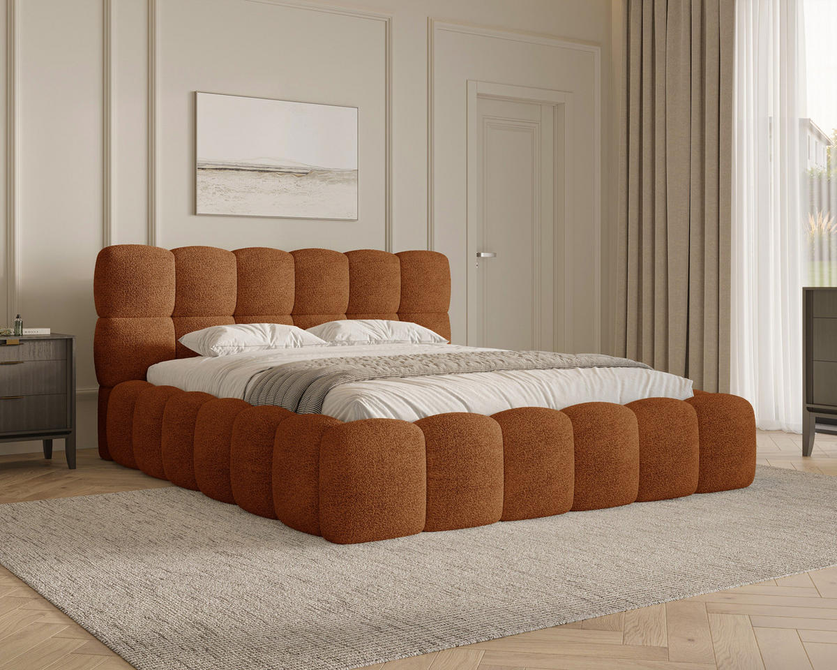 POLSTERBETT 19 - 140x200 cm – Arena – Bett mit Federmechanismus und Stauraum - Terracotta, Holz (140/200cm) - ROYAL24_MARKT