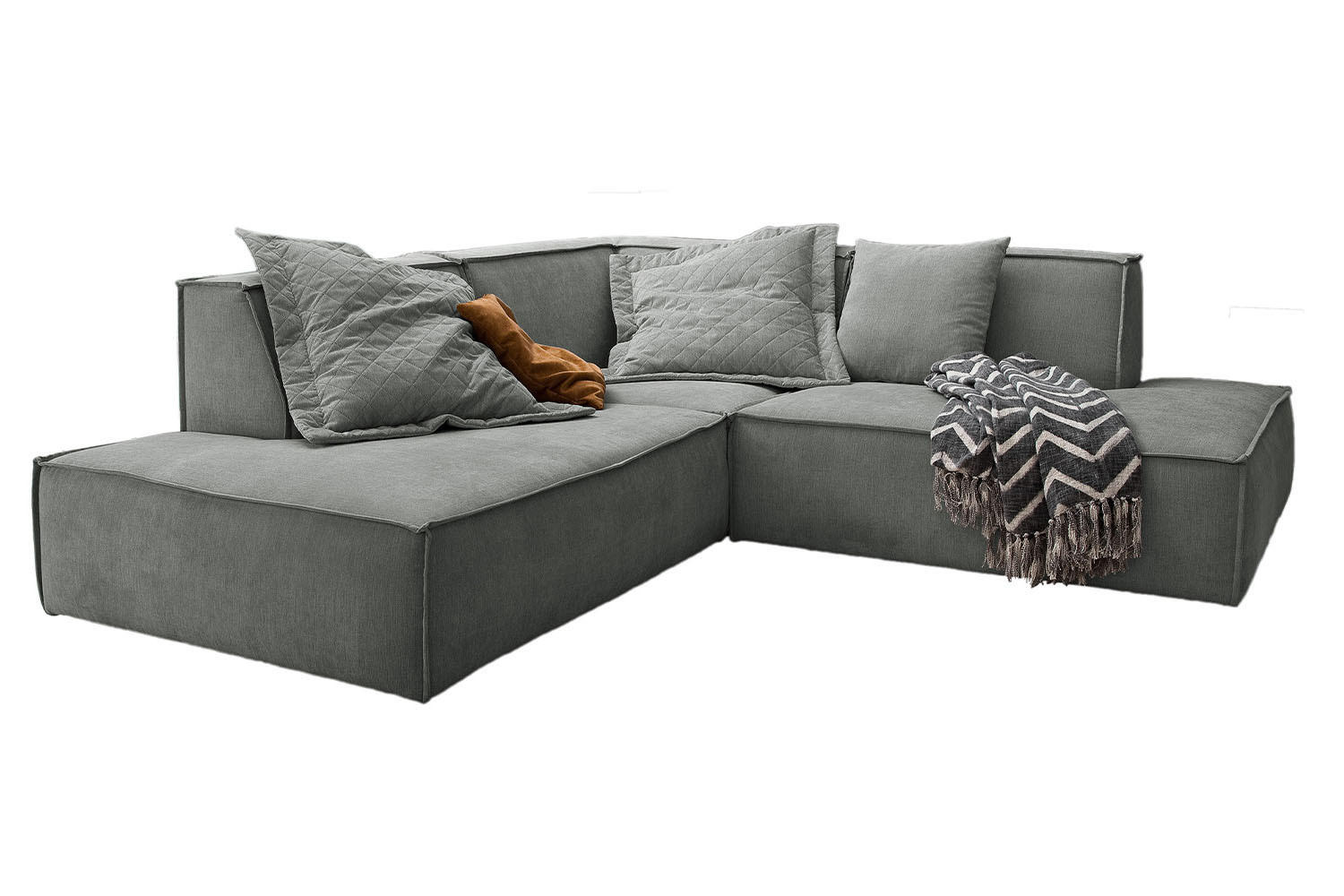 ECKSOFA SAMU Grau Webstoff - Schwarz/Grau, Textil (226/224cm) - KAWOLA