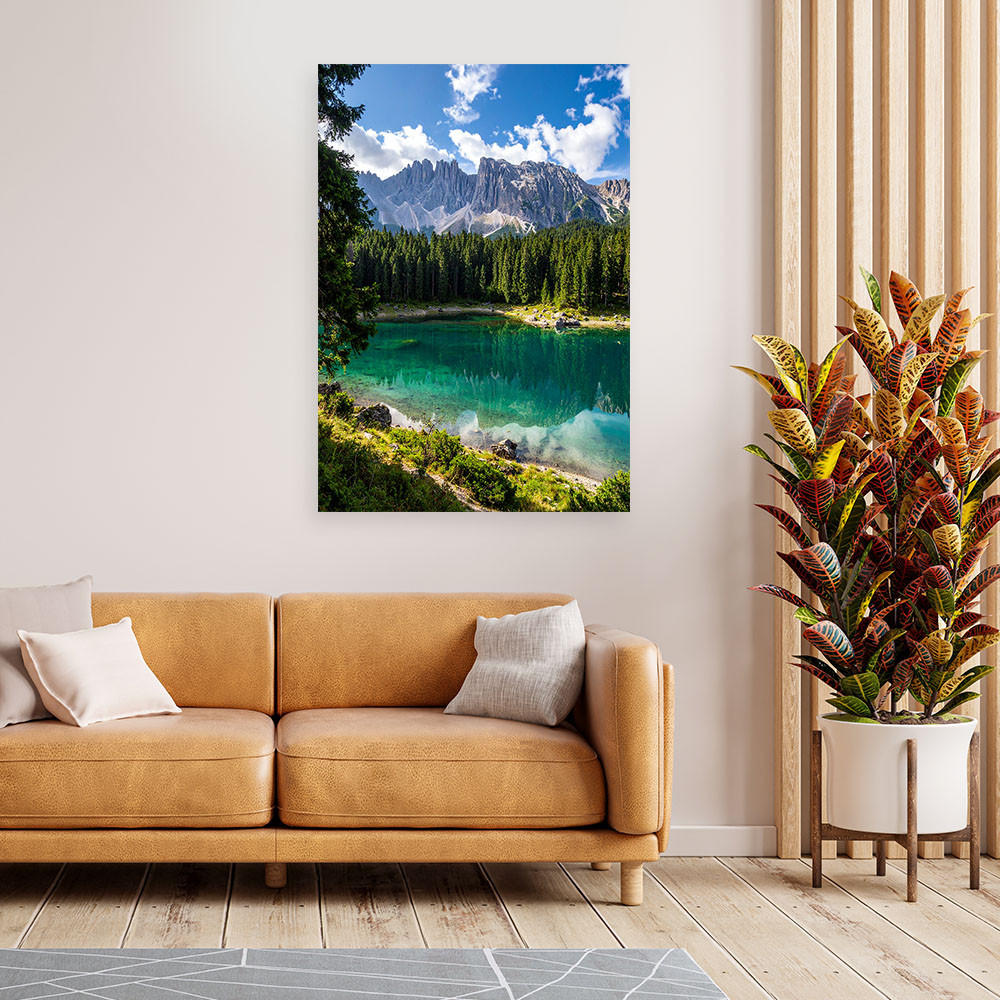 LEINWANDBILD Landschaft See Berge Natur 80x120cm - Grün, Textil (80/120cm) - Feeby