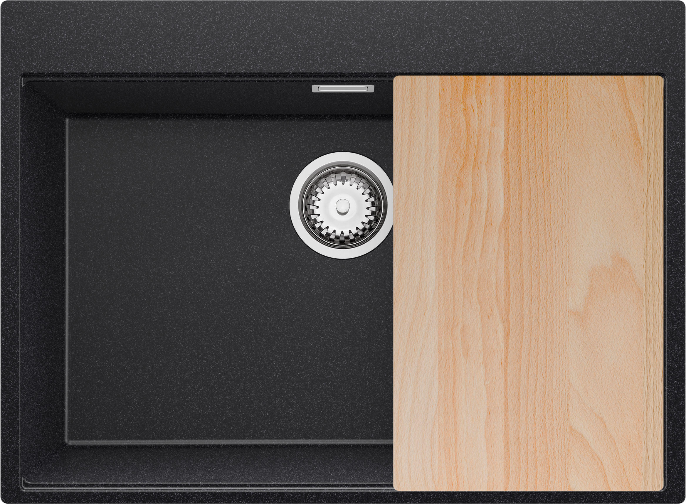 SPÜLBECKEN Oslo, 2-er set Anthrazit 68/50 cm 1 Becken + Ablauf-Set + Schneidebrett ab 70er Unterschrank - Chromfarben/Anthrazit, Kunststoff (68/20/50cm) - Primagran