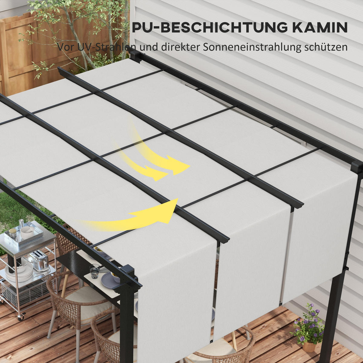PERGOLA Stahl Polyester Hellgrau - Dunkelgrau/Hellgrau, Textil/Metall (296/235/357cm) - Outsunny