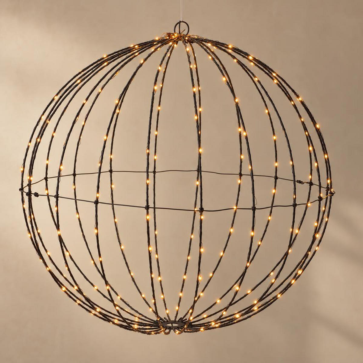 WEIHNACHTSDEKO Kugel mit Beleuchtung 50/50/51,5 cm - Schwarz, Kunststoff (50/51.5/50cm) - Home Styling Collection