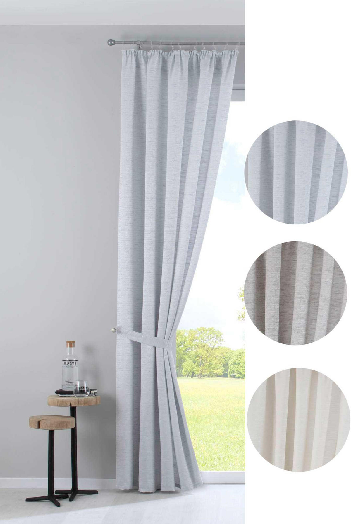 VORHANG »Sivas« HxB 254x140 cm Taupe - Pastellblau, Textil (140/254cm) - Gardinenbox