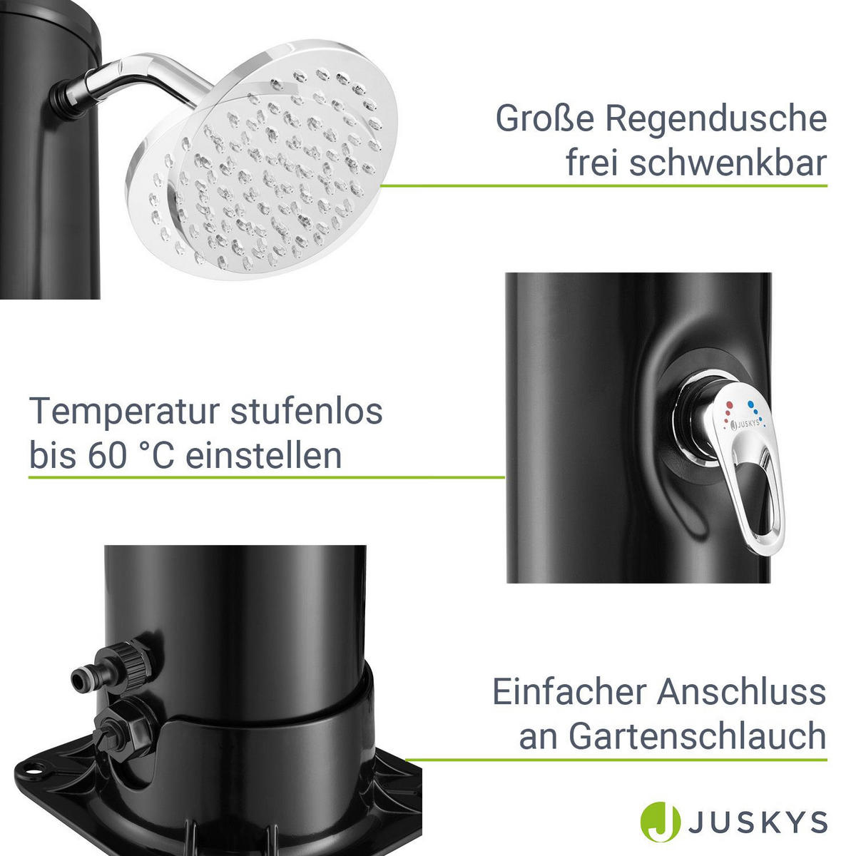 SOLARDUSCHE Victoria 20 Liter - Schwarz, Kunststoff (15.5/220/217cm) - Juskys