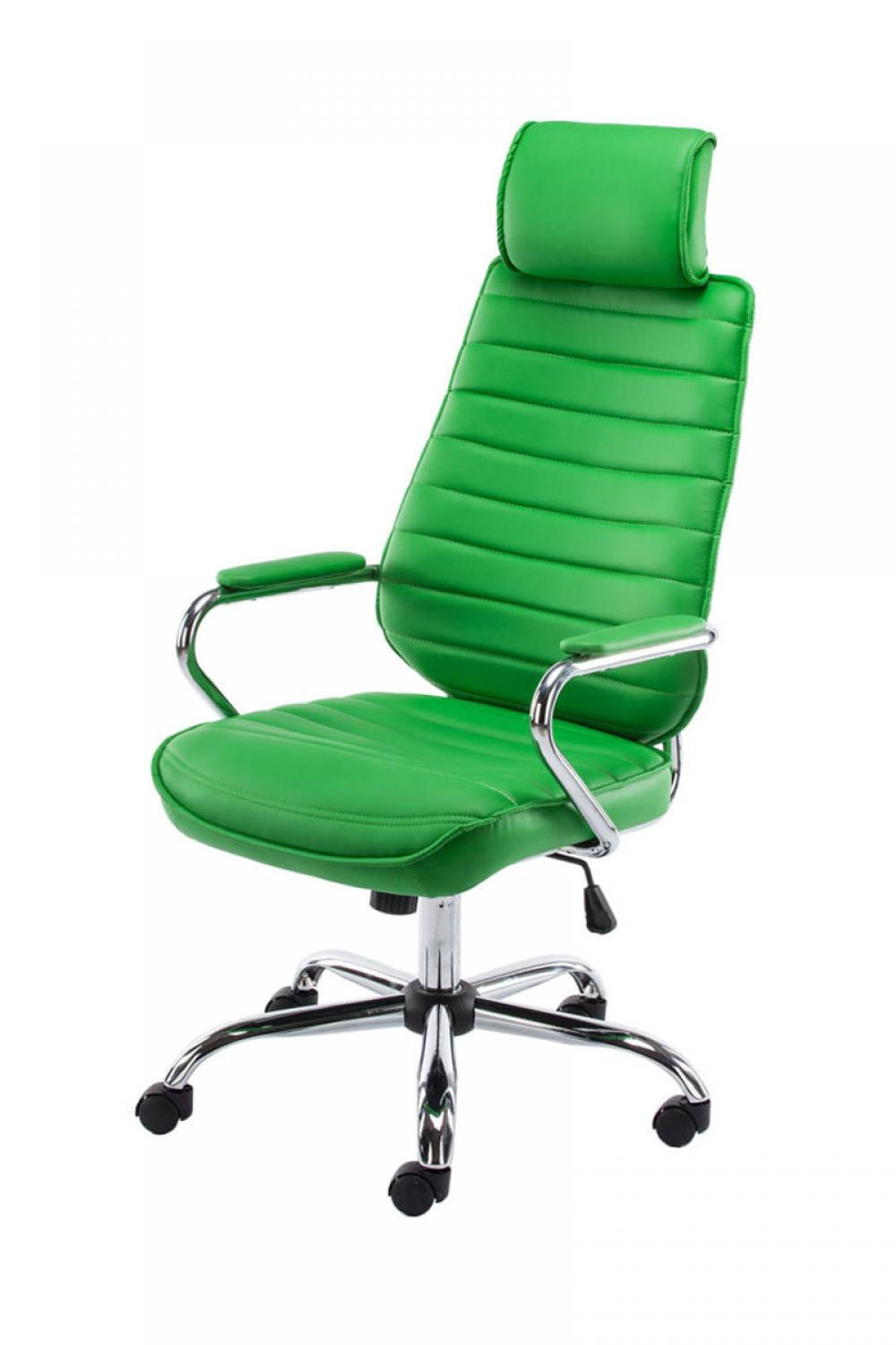 CHEFSESSEL Lederlook grün - Chromfarben/Grün, Textil/Metall (60/117/67cm) - CLP