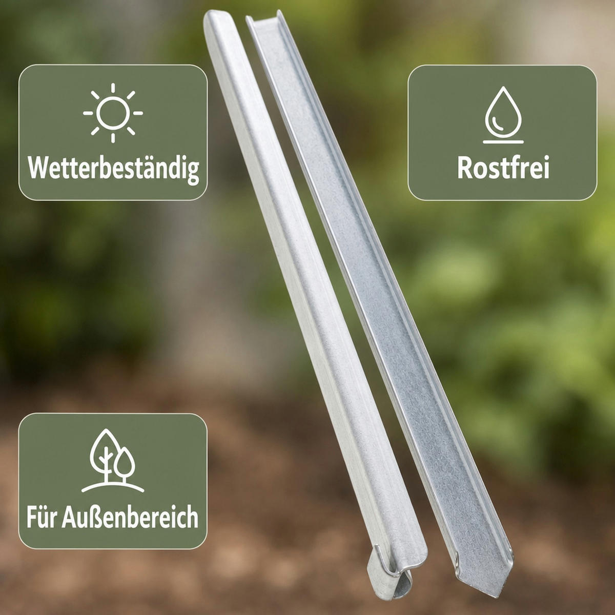 10 Set Erdanker für Rasenkante schmale 40 x 2,6 0,2 cm - Silberfarben, Metall (2.6/1cm) - ich-zapfe