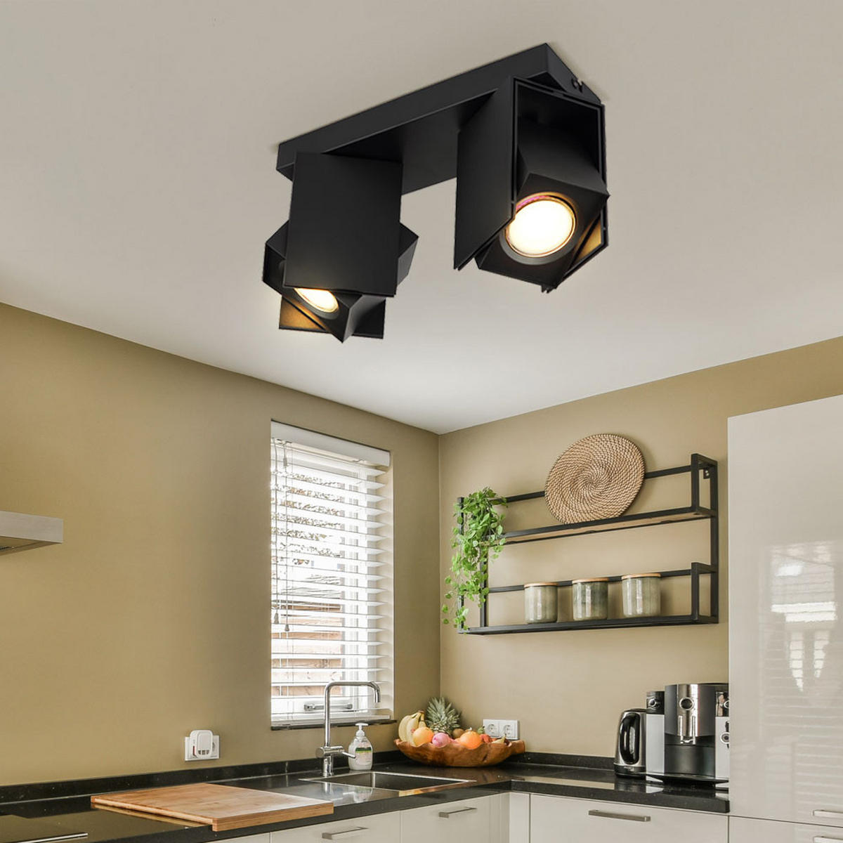 LED DECKENLEUCHTE RORY Schwarz Metall - Schwarz, Metall (25.6/8.4/15.7cm) - Globo Lighting