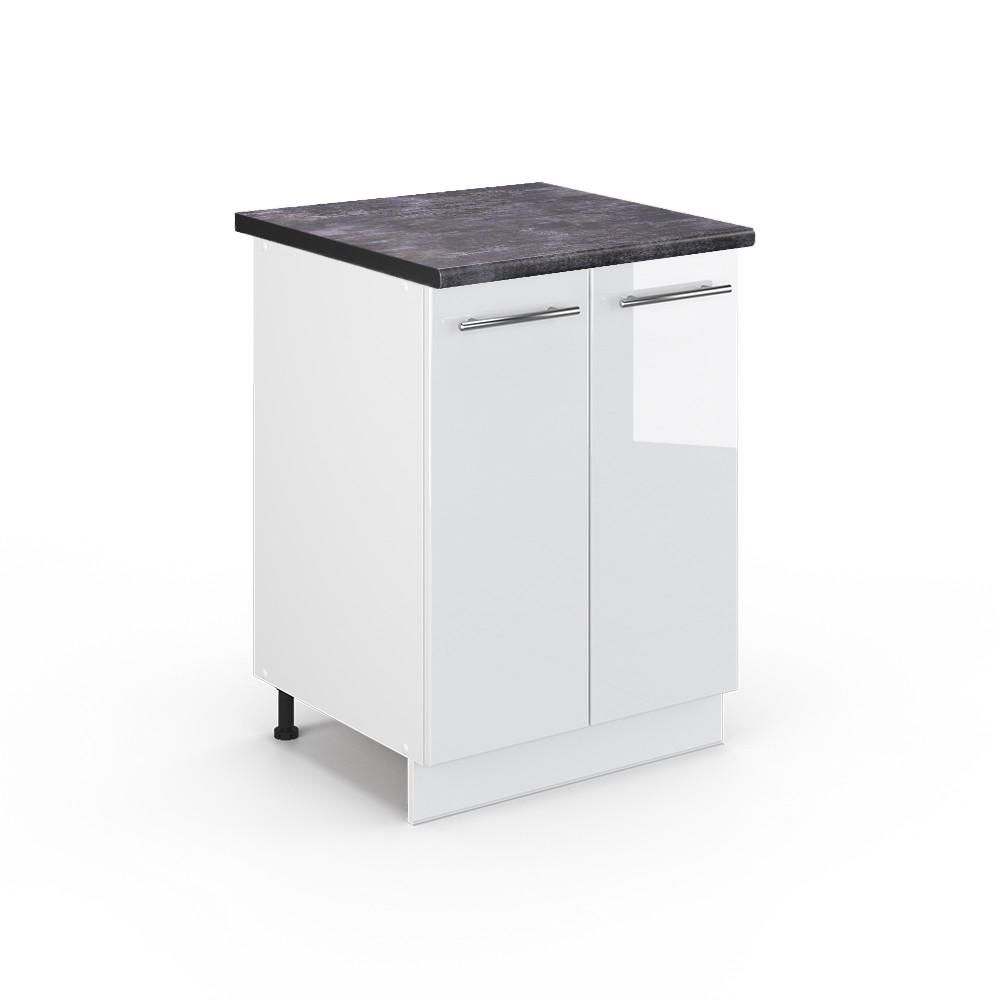 KÜCHENUNTERSCHRANK Fame-Line Weiß Hochglanz 60 cm, AP Anthrazit - Weiß Hochglanz/Weiß, Holzwerkstoff (60/82/60cm) - Vicco