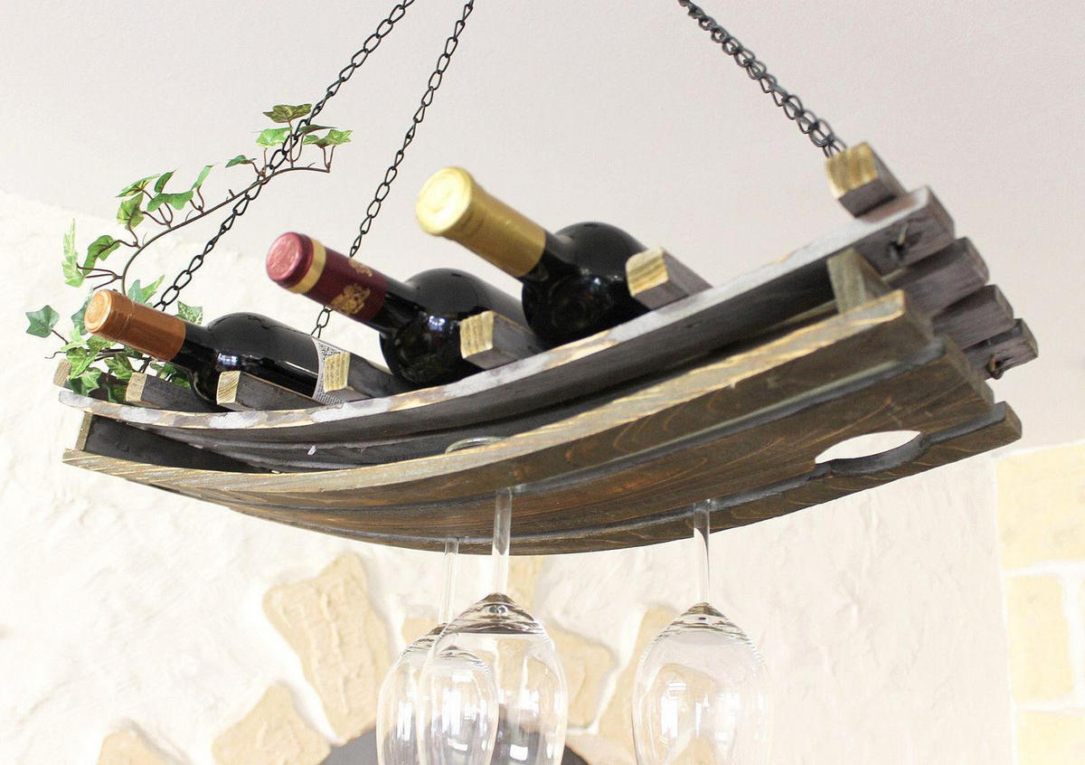 WEINREGAL Deckenregal aus Holz 65cm - Braun, Holz (65/8/24cm) - DanDiBo