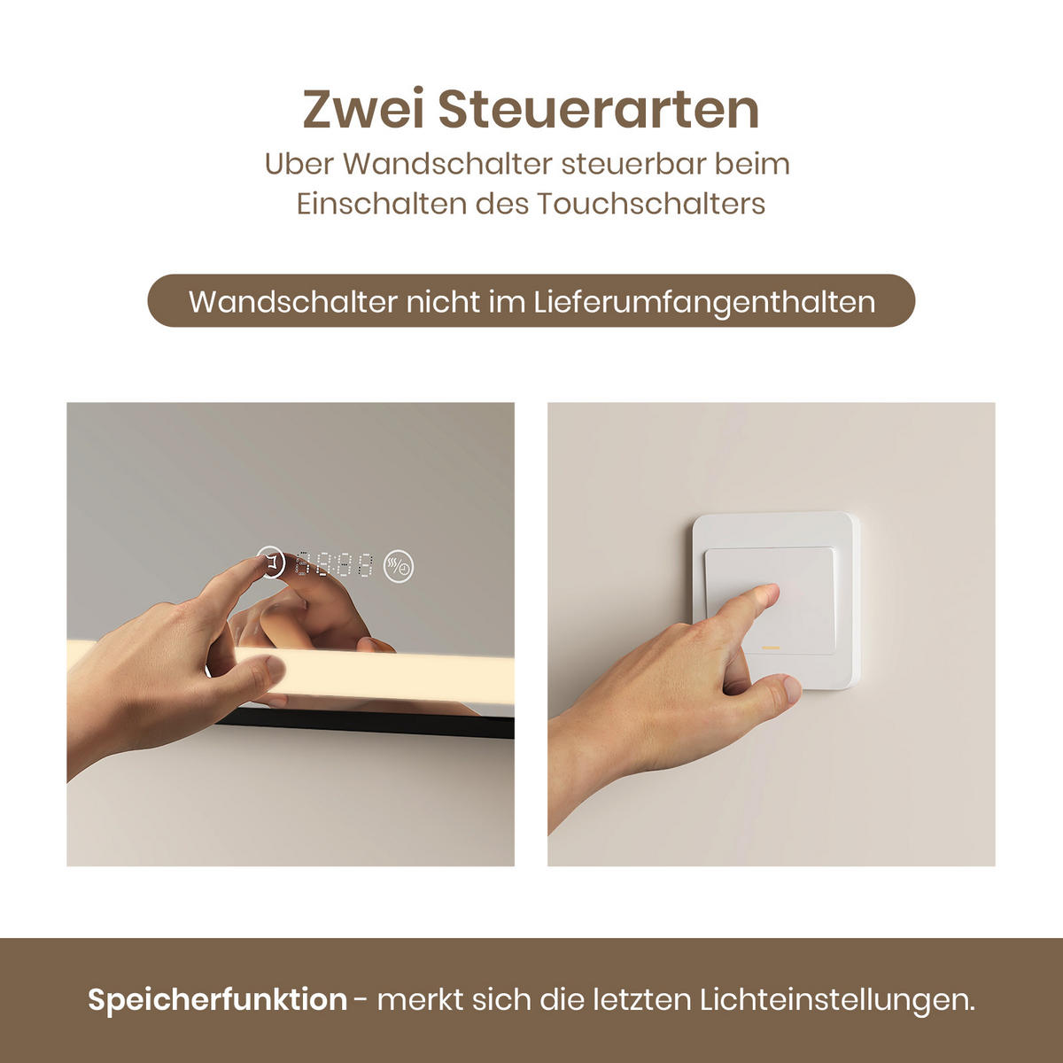 BADSPIEGEL mit Beleuchtung Schwarzer Rahmen 80/60 cm - Weiß, Glas (60/4/80cm) - EMKE