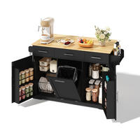 KÜCHENINSEL, KLAPPBARE ARBEITSPLATTE, MDF-Holz, Esszimmer, 136/75/92 cm - Schwarz, Holzwerkstoff (75/92/136cm) - Rolipo