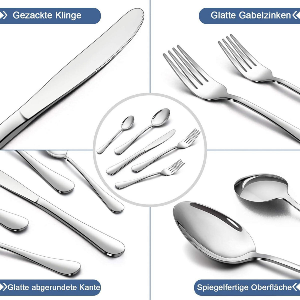 BESTECKSET 30-teilig für 6 Personen Edelstahl poliert - Silberfarben, Metall